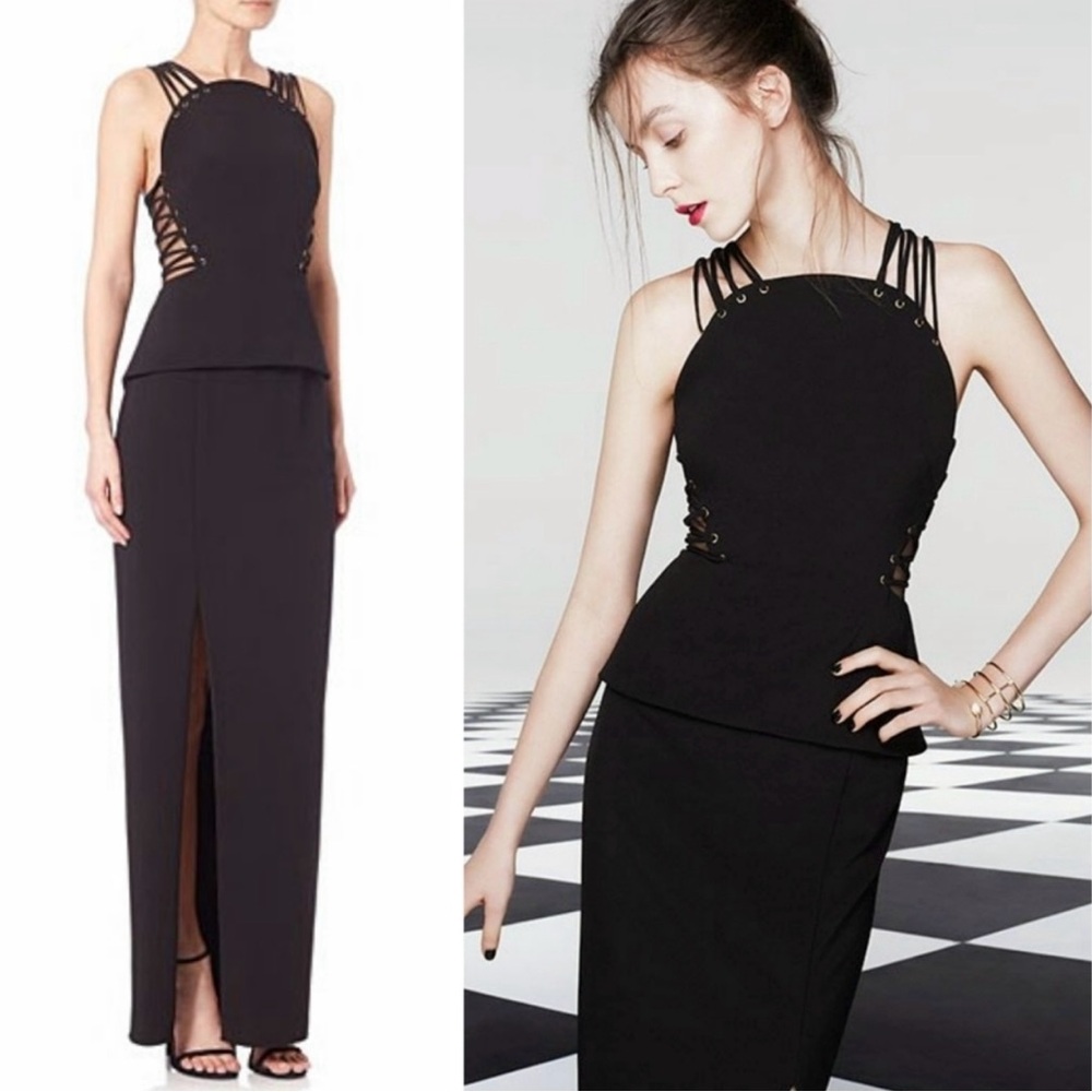 Mignon Corset-Detail Peplum Gown